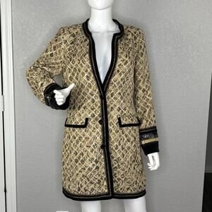 NWOT Chico's Artisan Adele Tapestry Jacket Gold Brocade Beaded Size 1 US M